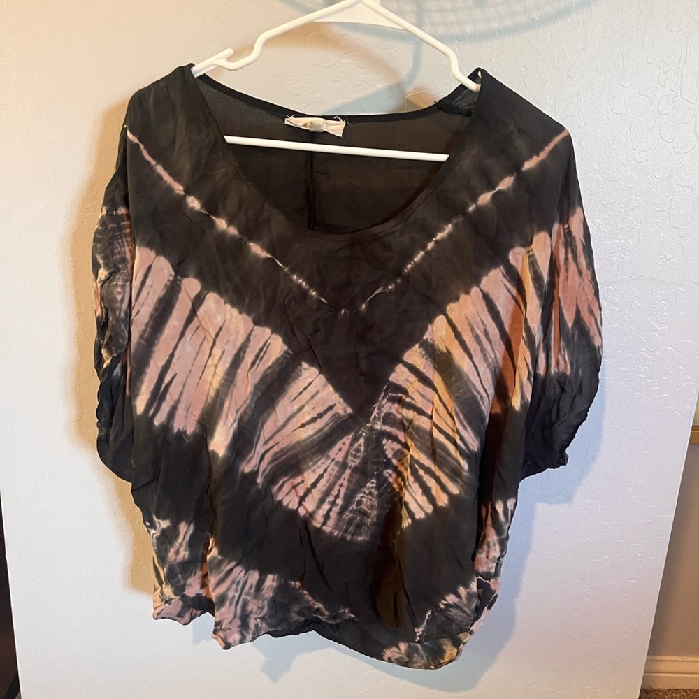 Boutique Silk Oversized Tie Die Top
